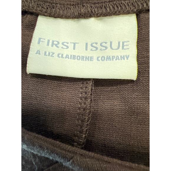 NWT First Issue Women’s Pattern Mix Knit Pull On Dress Maxi Skirt Size M Brown - Picture 5 of 6